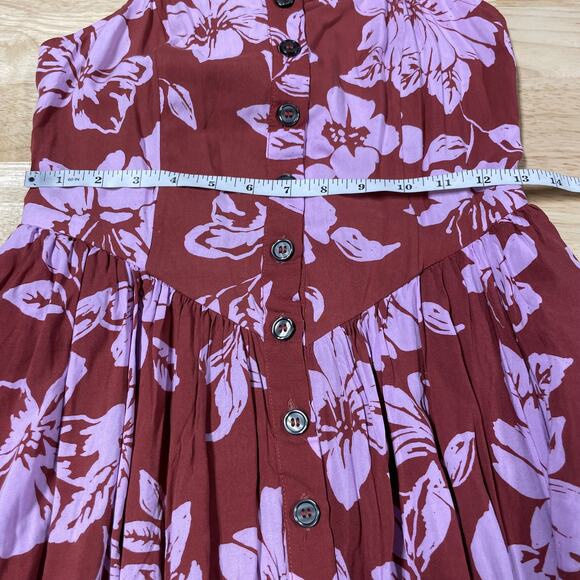 Free People NWT The Perfect Sundress Floral Midi Button Dress Size M Tie Back - Picture 11 of 12